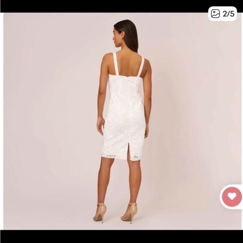 Adrianna Pappell White sequin Lace Square-Neck Sheath Dress - Picture 2 of 4